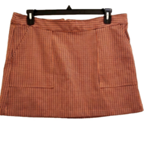 A New Day Mini Skirt Gingham Pockets Casual Cute Brown Size L